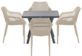 Garden Impressions Air XL tuinset 5-delig taupe - Mina tuintafel 90x90 cm