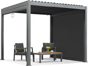 Lagos 3x3 vrijstaande terraspergola met rolluiken aan twee zijden Garden Point antraciet