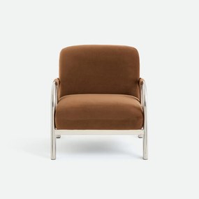 Loungefauteuil, van fluweel en verchroomd staal, VINDY