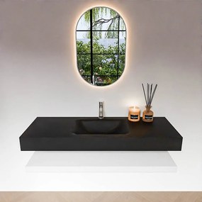 Zaro Alan badmeubel 130cm met planchet talc en vrijhangende wastafel cloud midden 1 kraangat urban