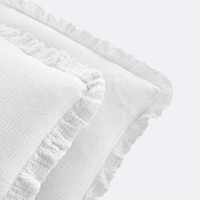 Effen kussensloop in tetra, met volant, Kumla