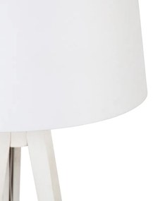 Moderne vloerlamp tripod wit met linnen kap wit 45 cm - Tripod Classic Klassiek / Antiek E27 rond Binnenverlichting Lamp
