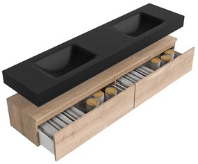 Zaro Alan badmeubel 190cm washed oak 2 lades met vrijhangende wastafel cloud dubbel 2 kraangaten urban