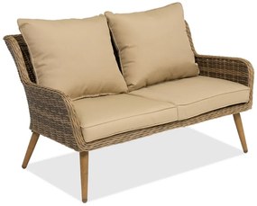 Tweezits technorattan bank voor het terras Bilbao Garden Point bruin