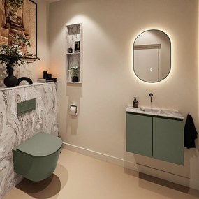 Mondiaz Ture DLux toiletmeubel 60cm army met wastafel glace midden zonder kraangat