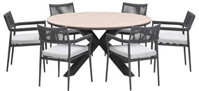 Garden Impressions Tineo tuinset 7-delig - Tulli tuintafel Ø148x75 cm light teak vironwood