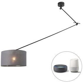 Smart hanglamp met dimmer zwart met kap antraciet 35 cm incl. Wifi A60 - Blitz Modern E27 rond Binnenverlichting Lamp