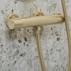 Saniclear Brass Curved opbouw douchethermostaat geborsteld messing - mat goud