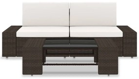 vidaXL 3-delige Loungeset poly rattan bruin