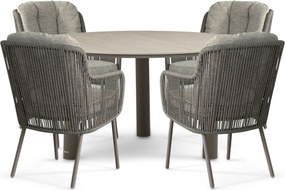 Tuinset Ronde Tuintafel 4 personen 140 cm Rope Taupe Santika Furniture Santika