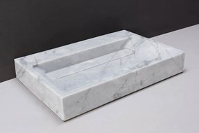 Forzalaqua Bellezza wastafel 60x40cm met kraangat carrara gepolijst