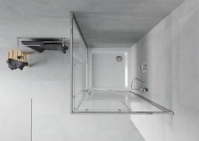 Mexen Rio vierkante douchecabine 80 x 80 cm, witte strepen, chroom + Flat douchebak, wit - 860-080-080-01-20-4010