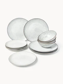 Handgemaakte serviesset Nordic Sand, 4 personen (12-delig)