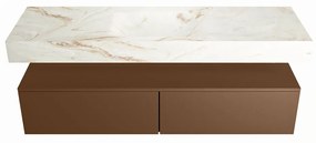 Mondiaz Alan DLux badmeubel 150cm rust 2 lades met wastafel frappe midden zonder kraangat