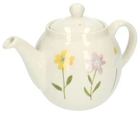 Theepot, steengoed, wilde bloemen, 1,3 liter