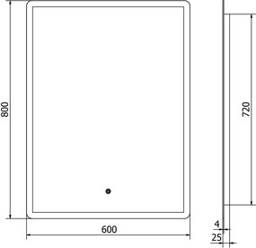 Mexen Navia verlicht badkamerspiegel 60 x 80 cm, LED 6000K, antivapeur - 9803-060-080-611-00