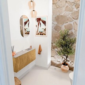 Mondiaz Joya DLux 90cm toiletmeubel oak met wastafel faye rechts 1 kraangat glace