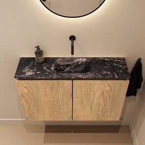 Mondiaz Ture DLux toiletmeubel 80cm washed oak met wastafel lava midden zonder kraangat