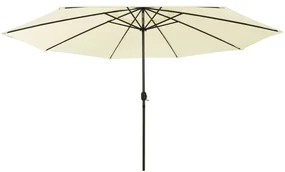 vidaXL Parasol met LED-verlichting en metalen paal 400 cm zandkleurig