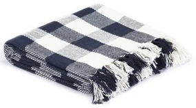 vidaXL Plaid geblokt 160x210 cm katoen marineblauw