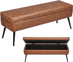 VEVOR Ottoman Bank (355 x 1015 x 450 mm) van PU-leer met metalen poten en opbergruimte, gestoffeerde schoenenbank met een draagvermogen van 300 kg, moderne bedbank slaapkamerbank voor de woonkamer eetkamer bruin