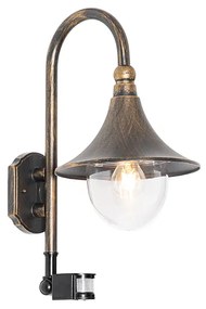 Buiten wandlamp antiek goud IP44 incl. bewegingsmelder - Daphne Klassiek / Antiek E27 IP44 Buitenverlichting rond