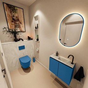 Mondiaz Ture DLux toiletmeubel 60cm jeans met wastafel ostra rechts met kraangat