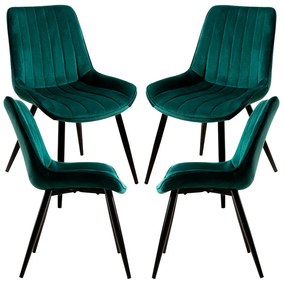 Set van 4 Lene Fluwelen Stoelen