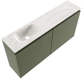 Mondiaz Ture DLux toiletmeubel 100cm army met wastafel ostra links zonder kraangat