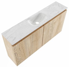 Mondiaz Ture DLux toiletmeubel 100cm washed oak met wastafel opalo midden met kraangat