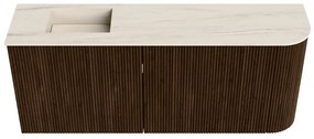 Mondiaz Joya DLux 100cm toiletmeubel ronding rechts walnut met wastafel faye links zonder kraangat meli