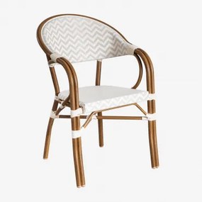 Brielle Bistro Stapelbare Aluminium Tuinstoel Met Armleuningen Naakt Beige - Gardenia Wit - Sklum