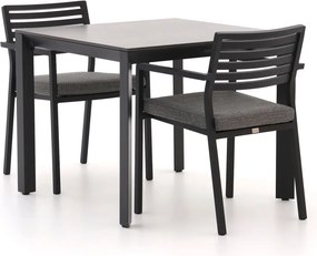 Diningset Bellagio  | 2 personen sintered stone | Tuinset stapelbaar | 3-delig | Kees Smit Tuinmeubelen