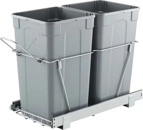 VEVOR 27 Qt + 27 Qt uittrekbare prullenbak voor keukenkastjes, dubbele prullenbak onder de gootsteen, ondergemonteerde afvalcontainer, met robuust metalen volledig uitschuifbaar schuifsysteem en handgreep