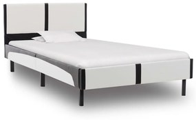 vidaXL Bedframe kunstleer wit en zwart 90x200 cm