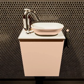 Mondiaz Fowy toiletmeubel 40cm rosee met oudroze waskom rechts en kraangat