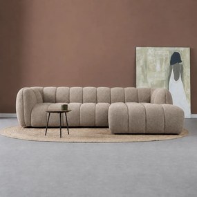 Hoekbank Met Lijnstructuur Rechts Beige