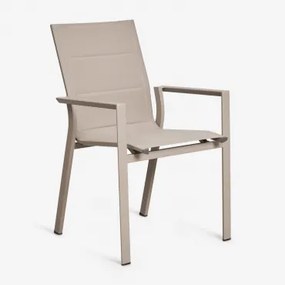 Stapelbare Set Van 4 Tuinstoelen Met Armleuningen Van Aluminium Karena Moka Bruin - Sklum