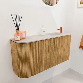 Mondiaz Joya DLux 80cm toiletmeubel ronding links oak met wastafel faye rechts 1 kraangat ostra