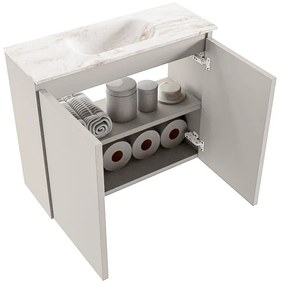 Mondiaz Ture DLux toiletmeubel 60cm linen met wastafel frappe midden met kraangat