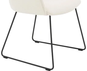 Goossens Eetkamerstoel Hera wit stof met armleuning, modern design