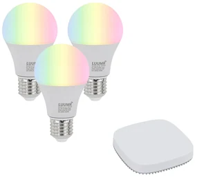 Set van 3 smart E27 dimbare LED lampen A60 9W 806 lm 2700K-6500K incl. Zigbee Smart Hub