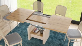 LEXUS verrijdbare koffietafel, met heffunctie, eiken artisan / beige