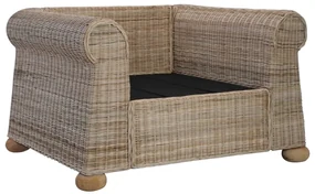 vidaXL Fauteuil met kussens natuurlijk rattan