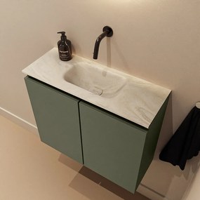 Mondiaz Ture DLux toiletmeubel 60cm army met wastafel ostra midden zonder kraangat