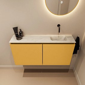 Mondiaz Ture DLux toiletmeubel 100cm ocher met wastafel ostra rechts zonder kraangat