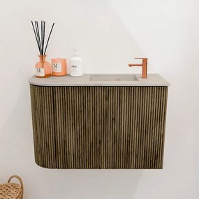 Mondiaz Joya DLux 60cm toiletmeubel ronding links dusk met wastafel faye rechts 1 kraangat opalo