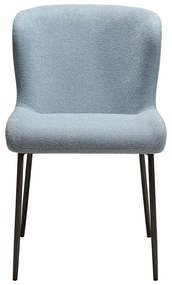 Dan-Form Glam Luxe Eetkamerstoel Boucle Blauw En Antique Pewter