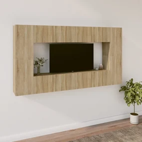 vidaXL 8-delige Tv-meubelset bewerkt hout sonoma eikenkleurig