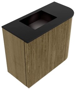 Mondiaz Joya 50cm toiletmeubel ronding rechts dusk met wastafel faye links zonder kraangat urban